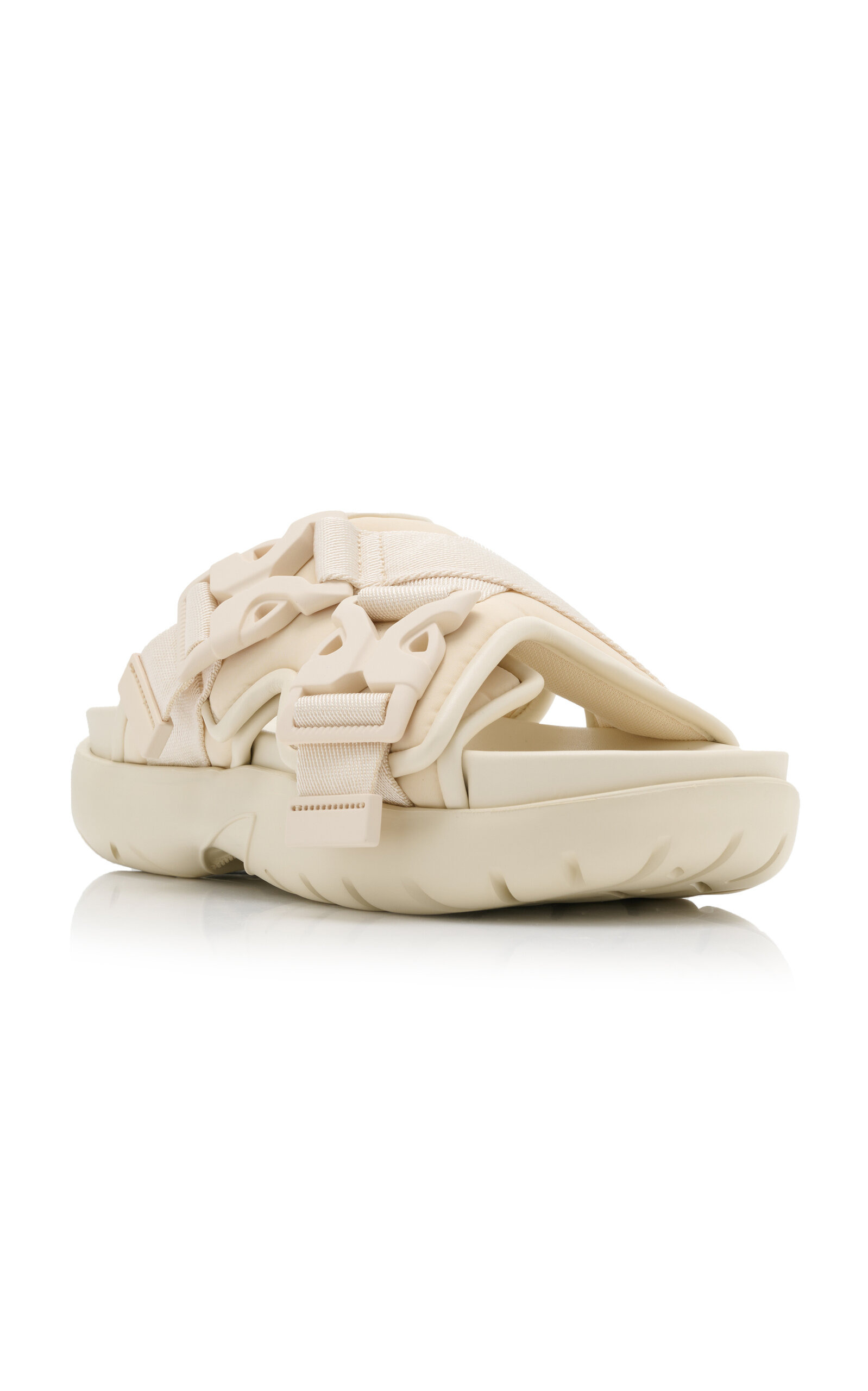 Buckled Nylon Slide Sandals neutral - 5