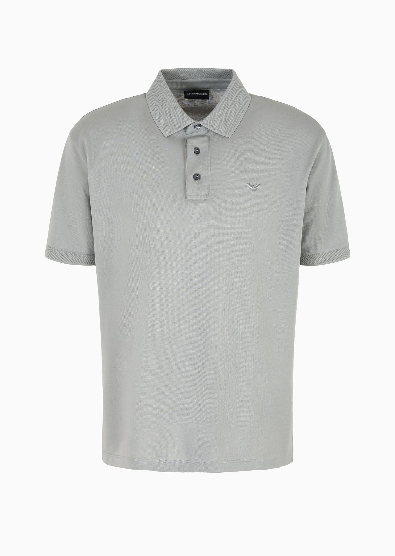 Mercerized piqué polo shirt with chevron trim - 1