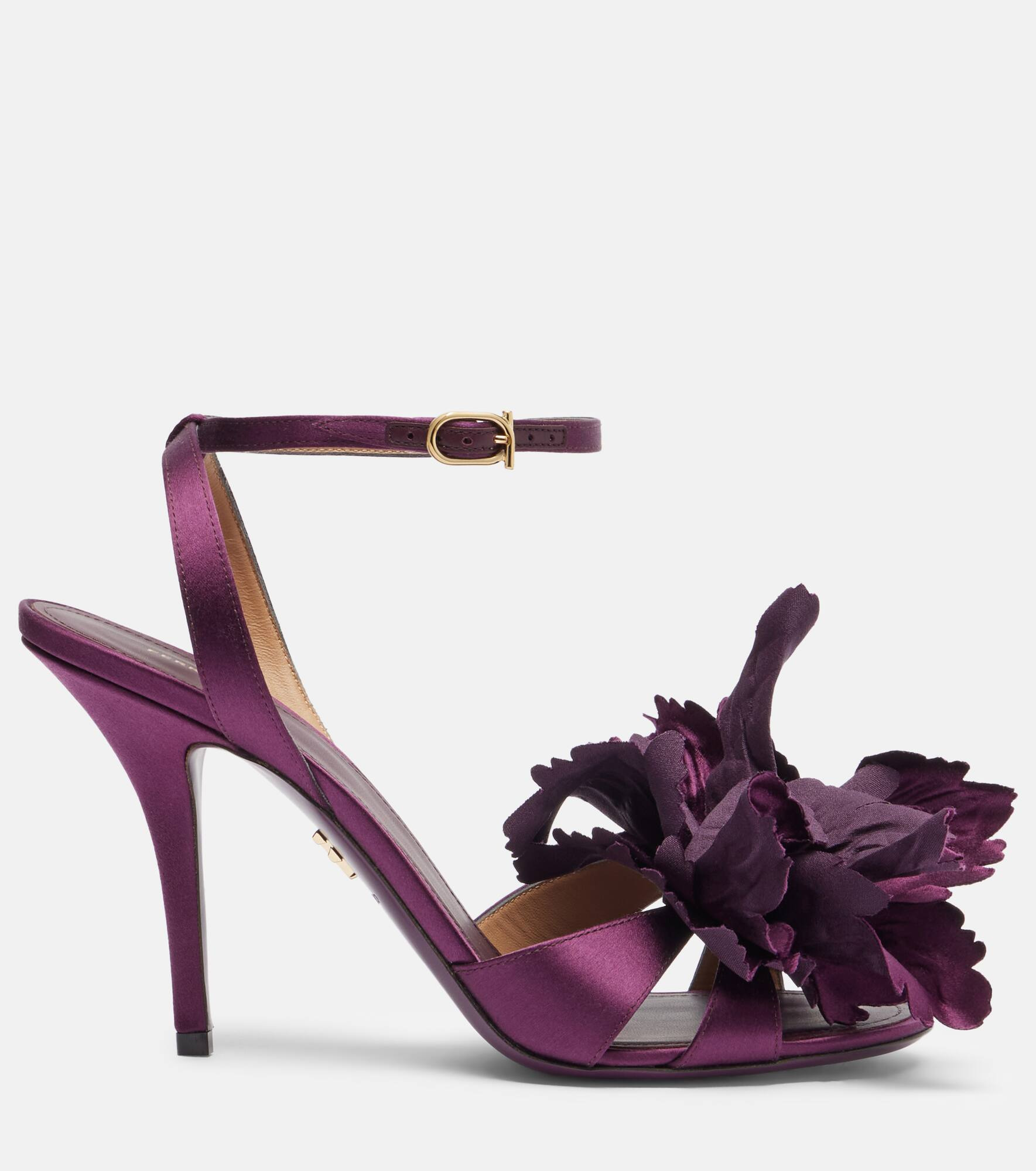 Ghilly 95 floral-appliqué satin sandals - 4