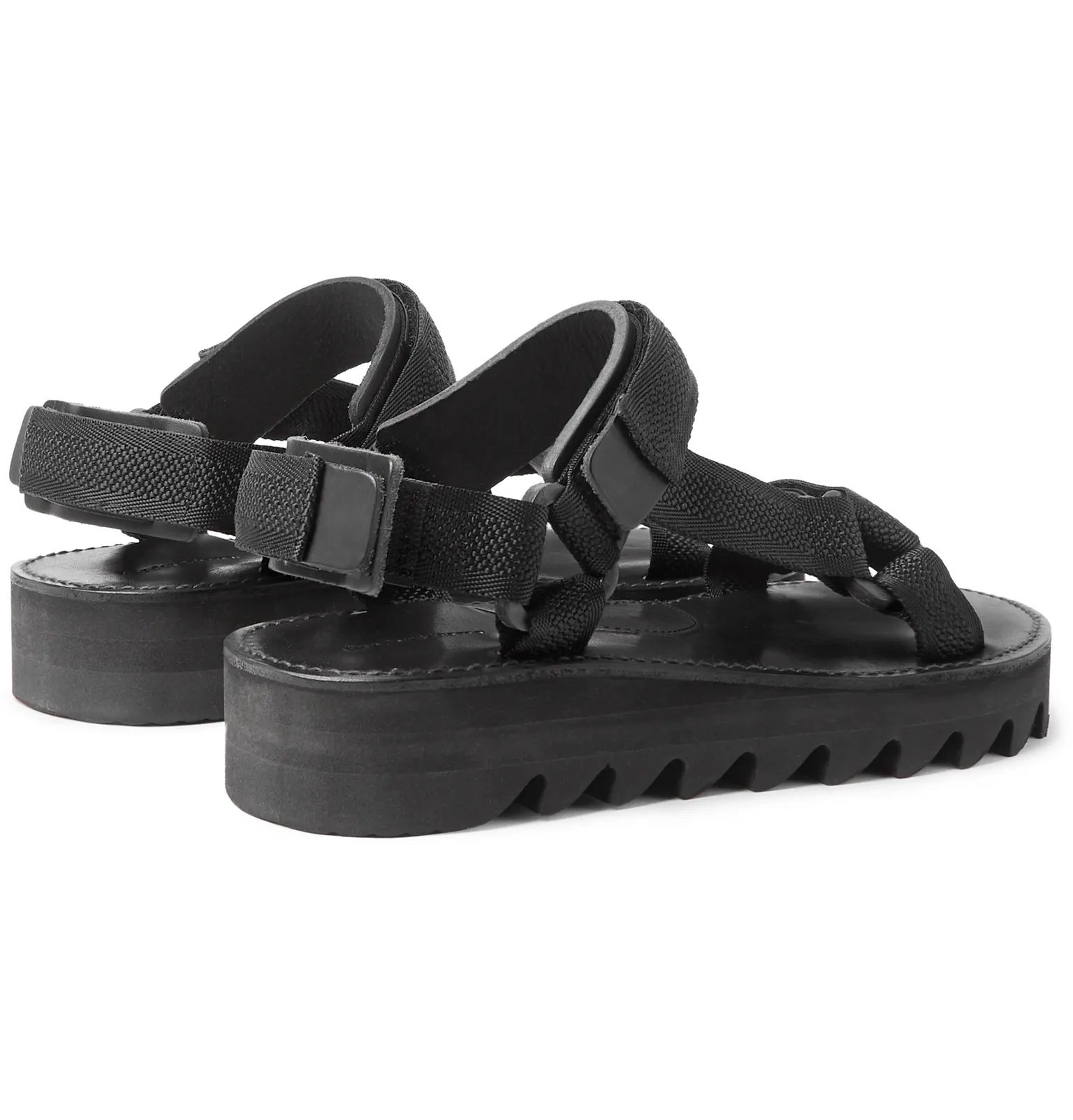 Leather-Trimmed Webbing Sandals - 4