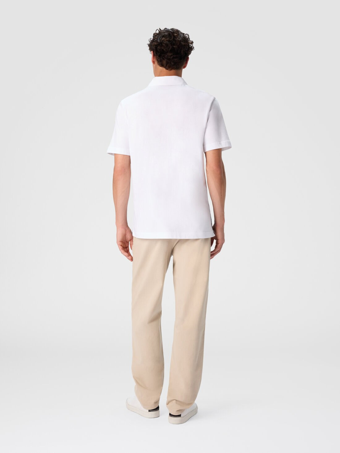 Short Sleeve Polo with Geometric Zigzag Pattern - 3