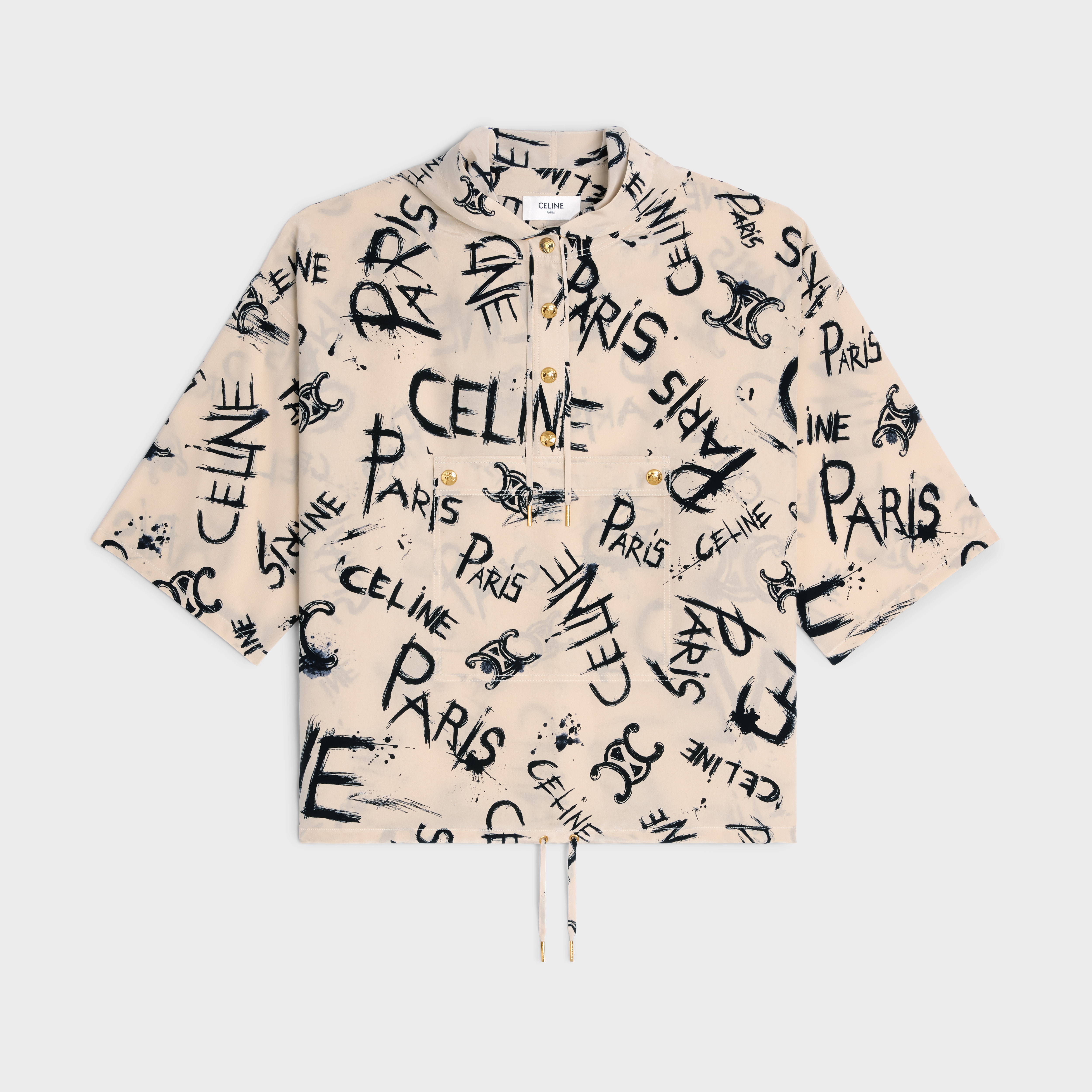 HOODED BLOUSE IN CREPE DE CHINE - 1