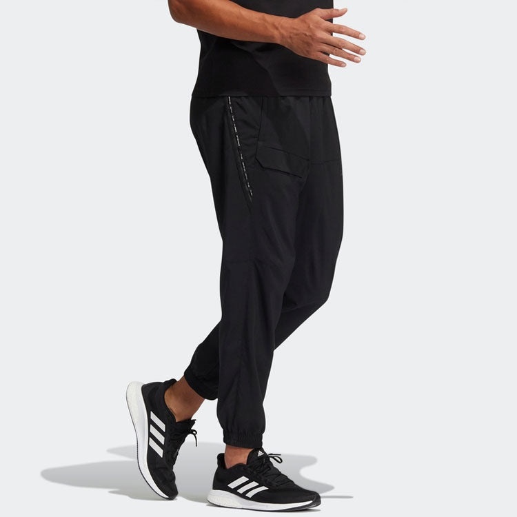 Men's adidas Solid Color Big Pocket Bundle Feet Casual Sports Pants/Trousers/Joggers Black HE9936 - 4