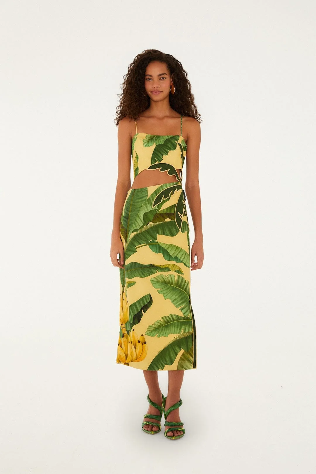 Soft Yellow Banana Leaves Maxi Dress - 1