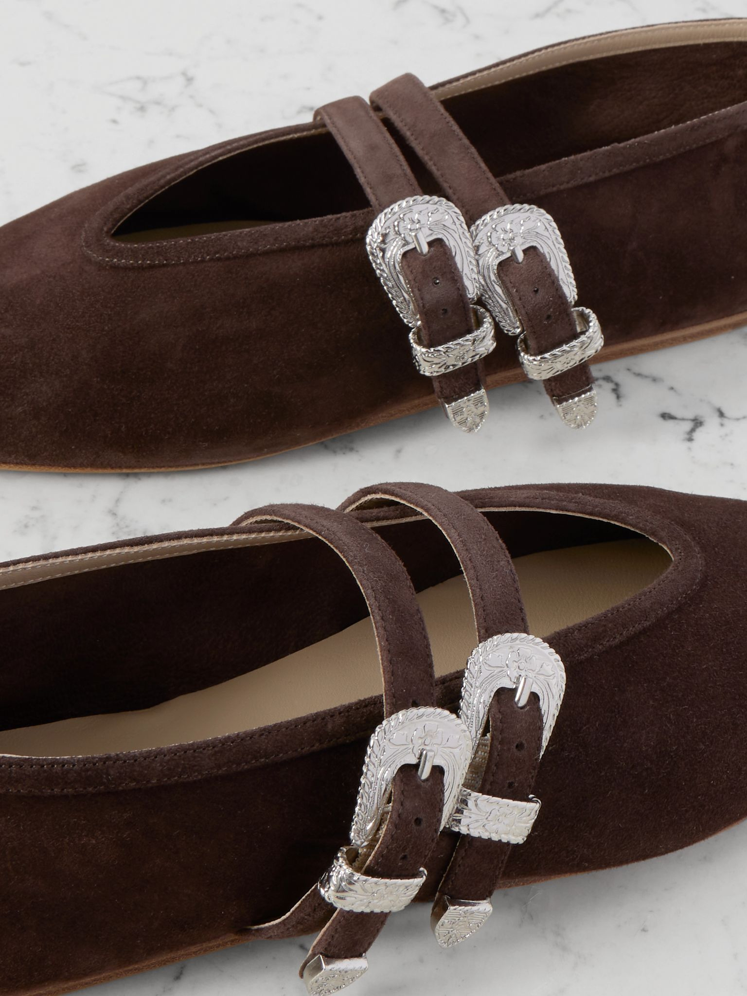Claudia suede Mary-Jane ballet flats Chocolate - 4