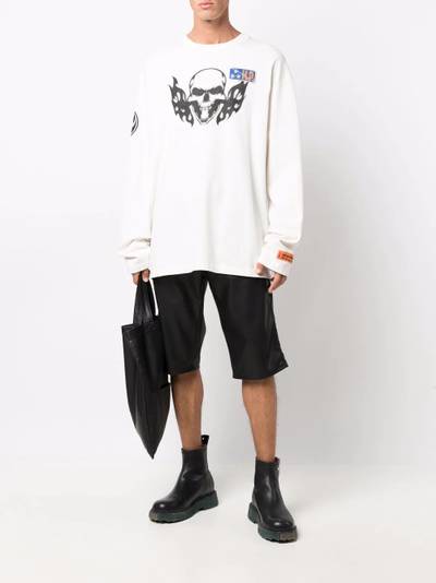 Heron Preston skull print long-sleeve T-shirt outlook