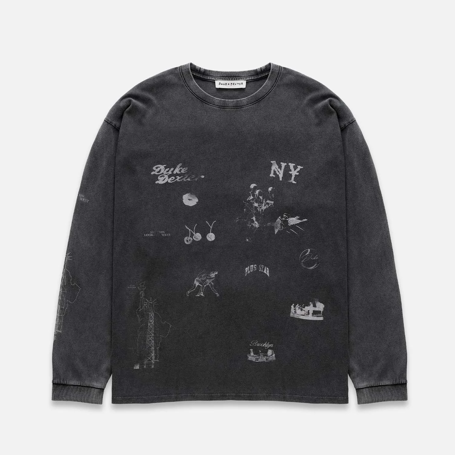 NY Sketch Washed Grey Long Sleeve Top - 1