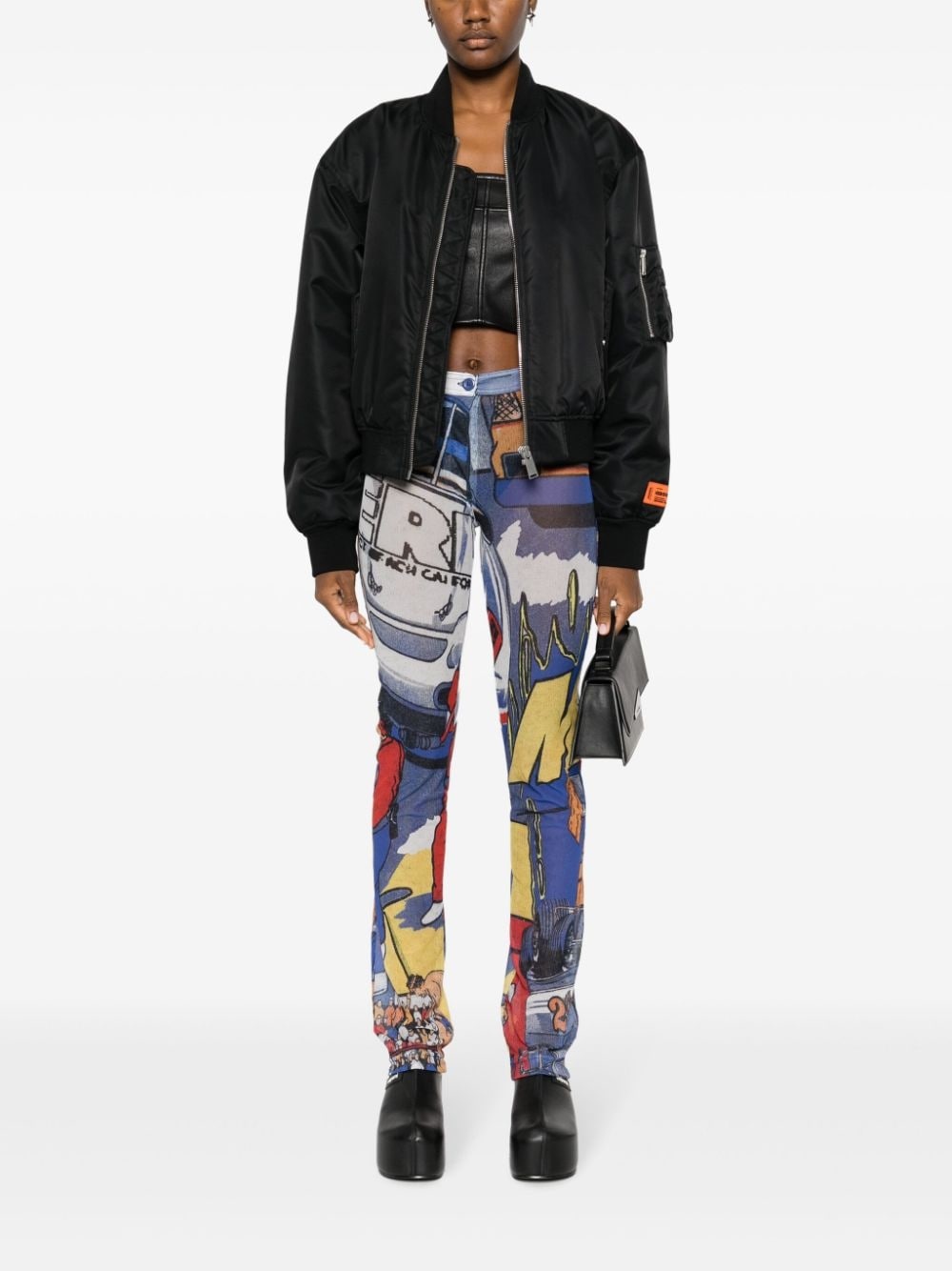 illustration-print skinny trousers - 2