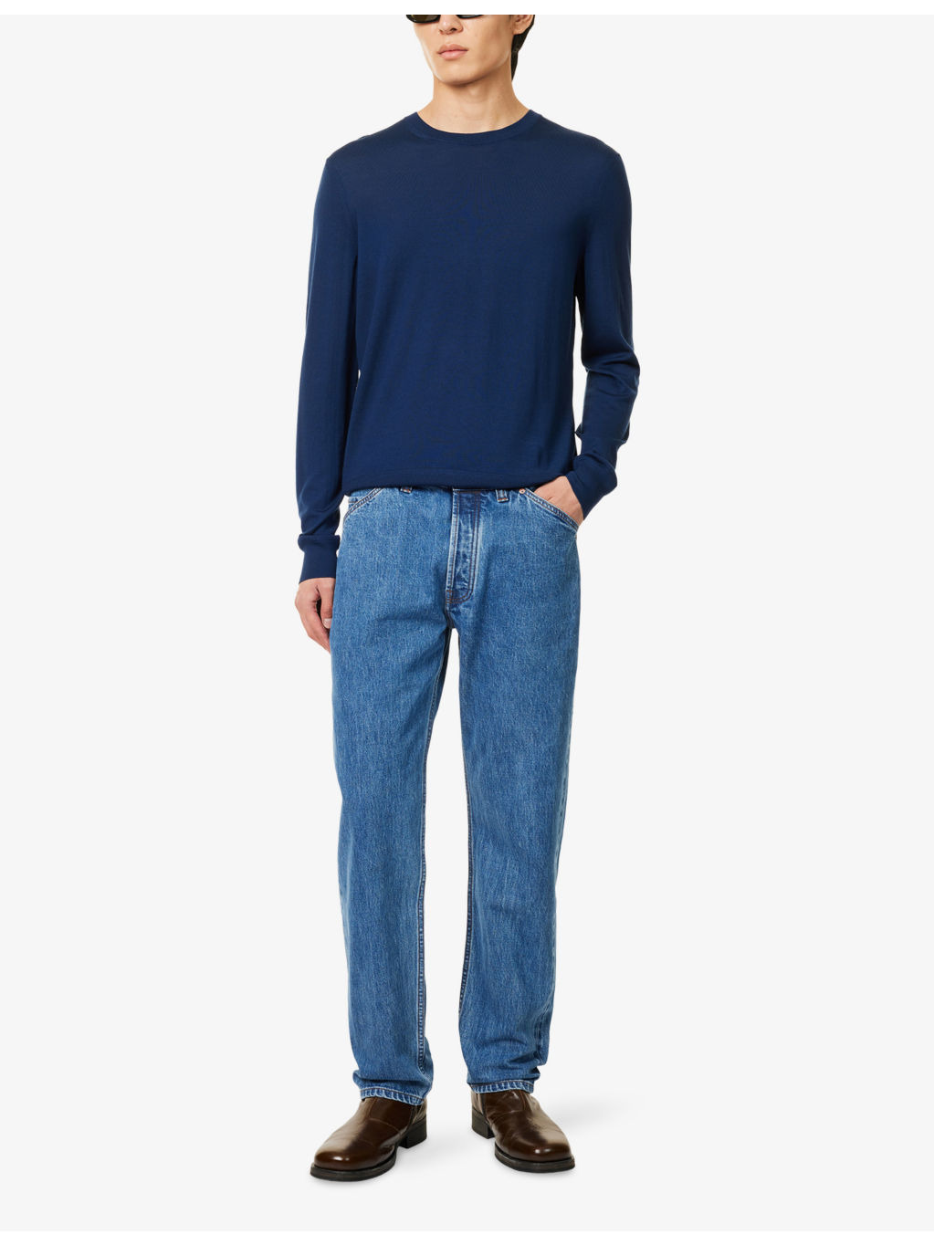 Long-Sleeves Crewneck Wool Jumper - 2