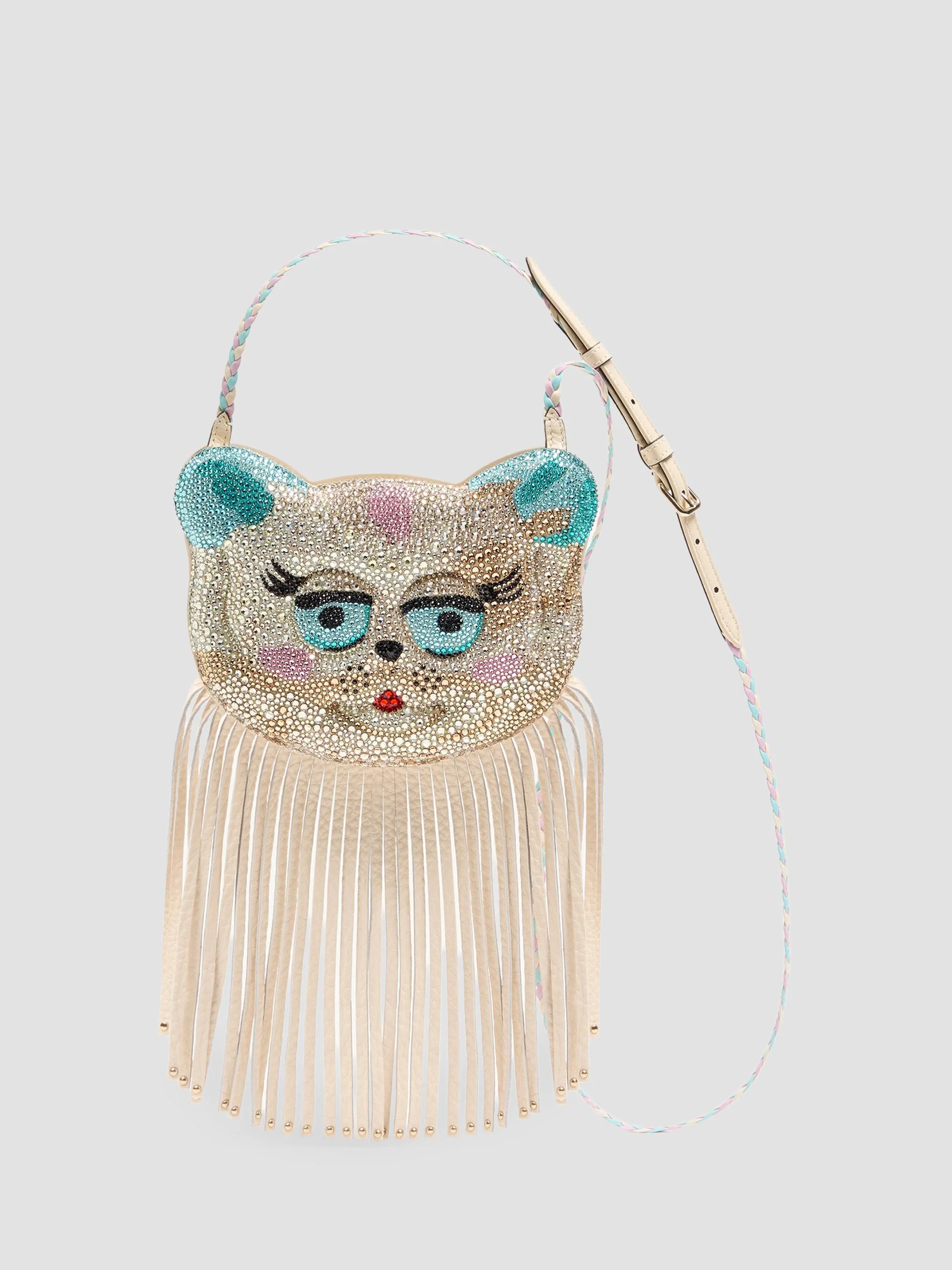 Women's Le Chat De La Maison Shoulder Bag with Rhinestones - Butter - 1