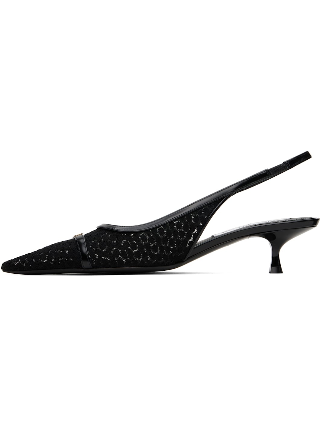 Black Mesh Slingback Kitten Heel - 3