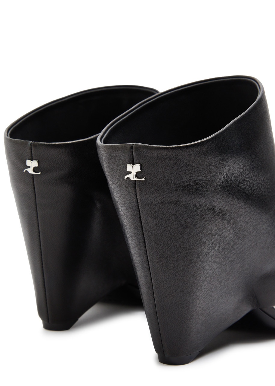 Courrèges Oblique 90 Leather Wedge Mules - 4