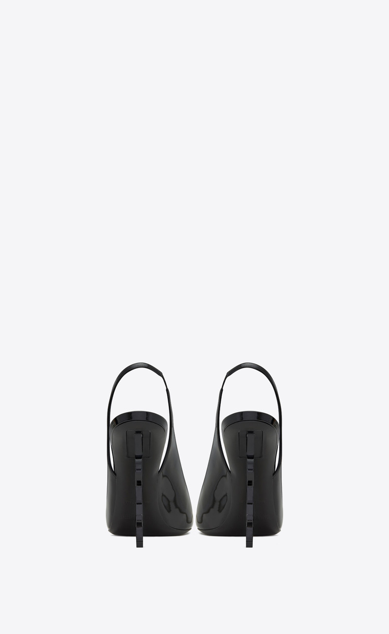 SAINT LAURENT opyum slingback pumps in patent leather with black heel outlook