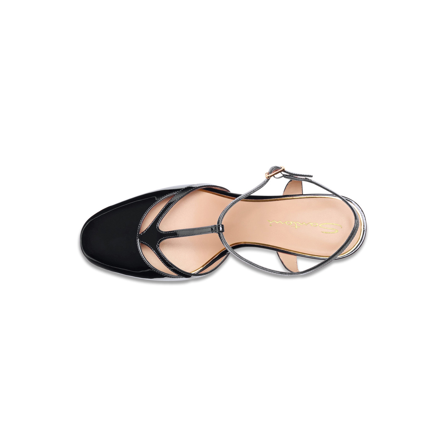 Women's black patent leather high-heel T-bar pump - 5