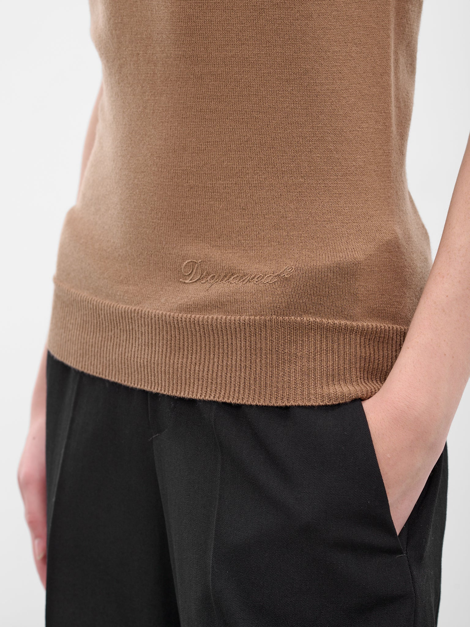 Brown Wool Knit Turtleneck Top - 5