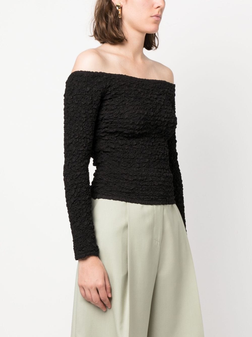 off-shoulder smock-effect top - 3