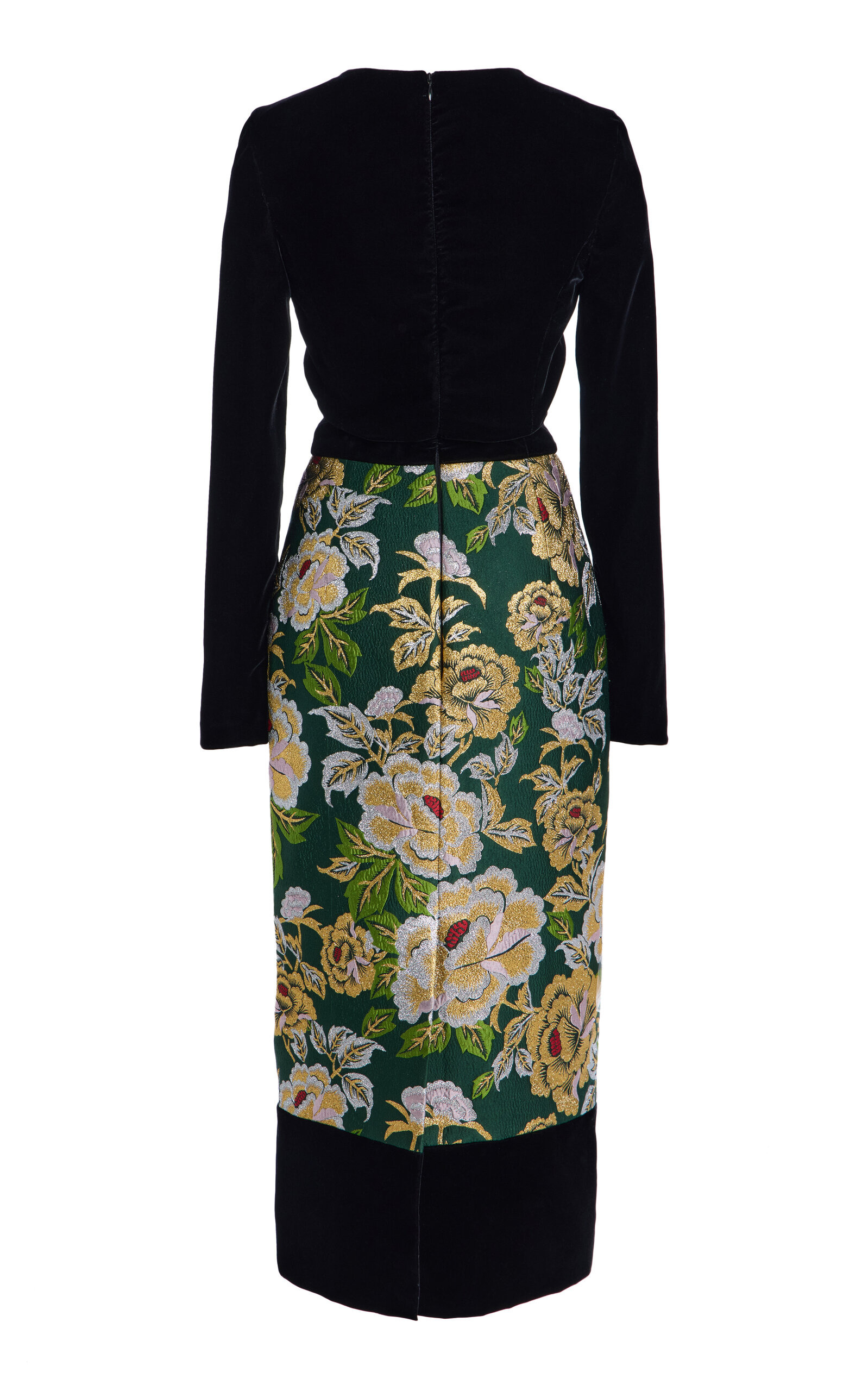 Velvet and Jacquard Midi Dress black - 3