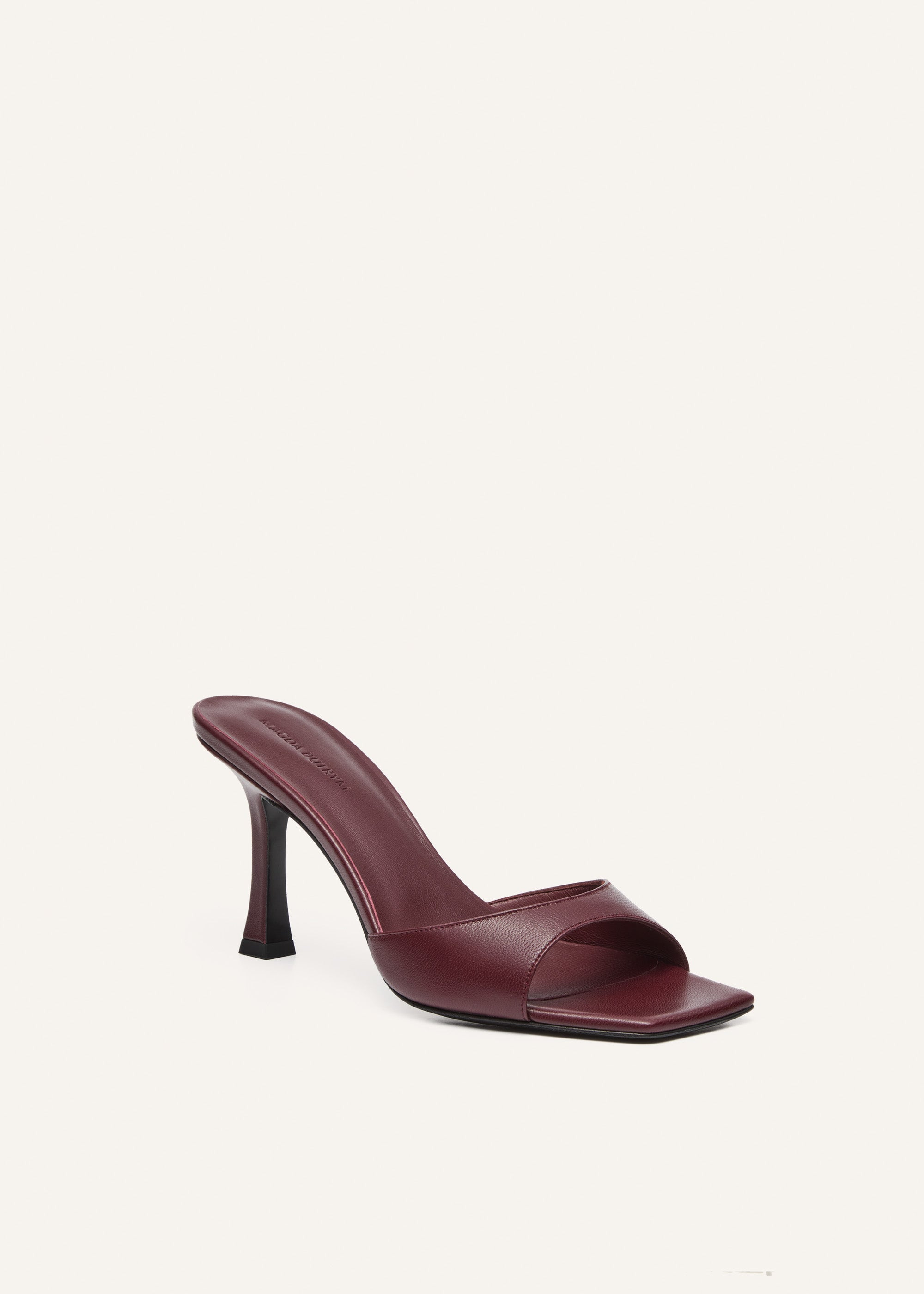 Thin leather mule in burgundy leather - 2