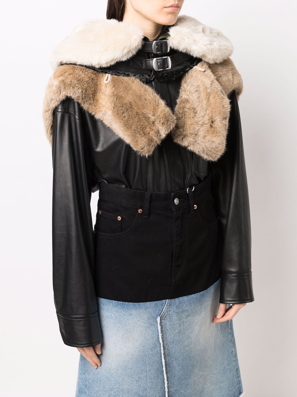 faux-fur trim buckled collar - 2