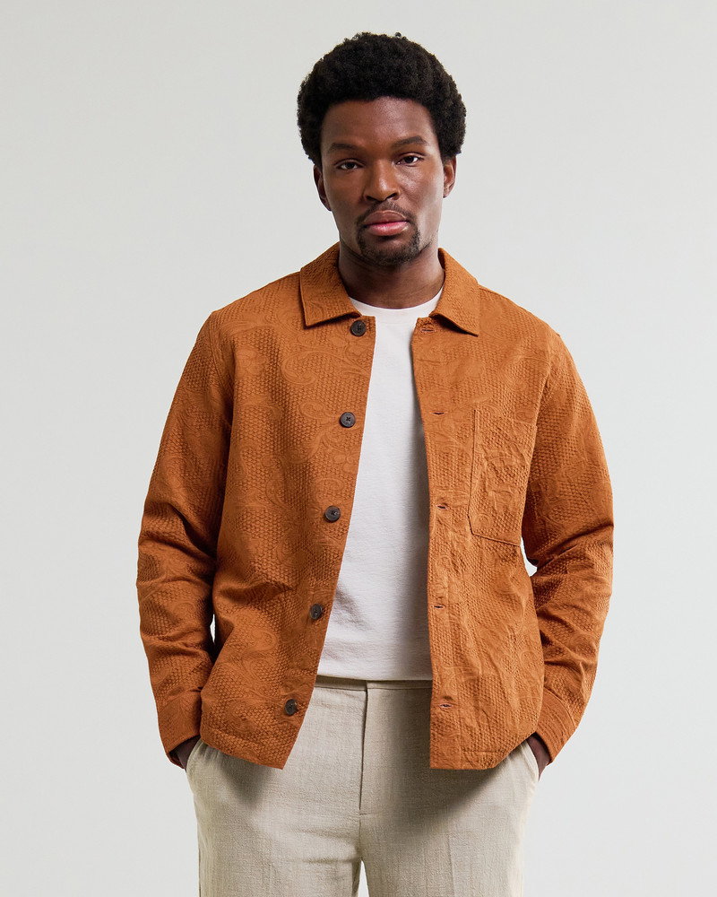Wax London Rockley - Rust Honeycomb Jacquard Overshirt outlook