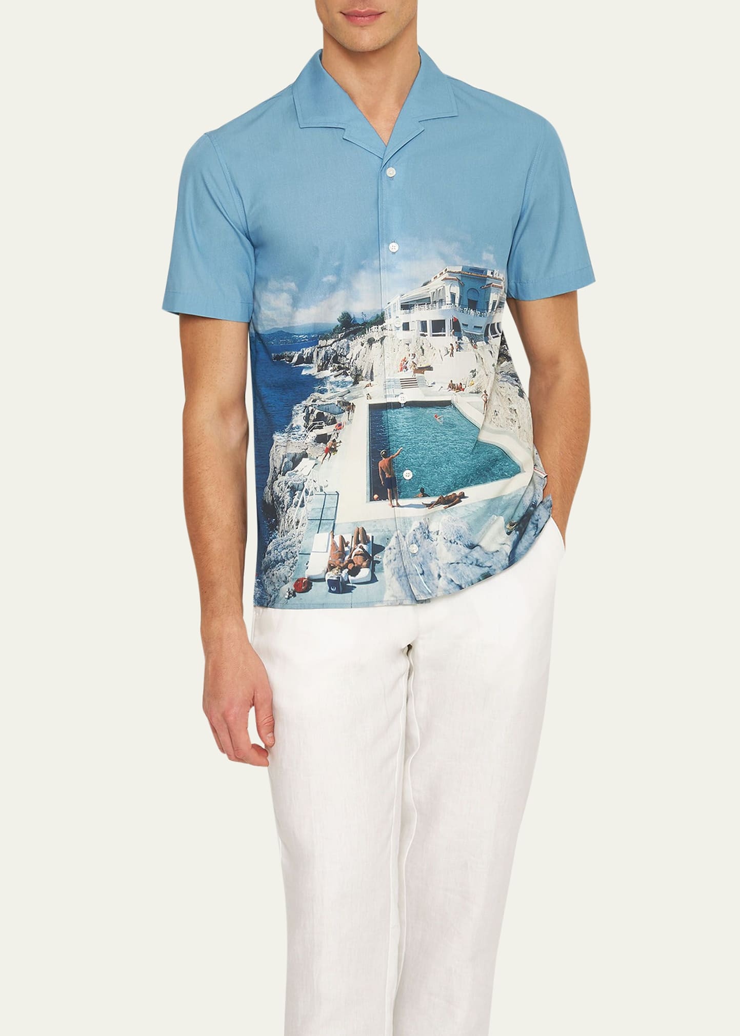Men's Hibbert Roc Pool Photographic-Print Short-Sleeve Shirt - 2