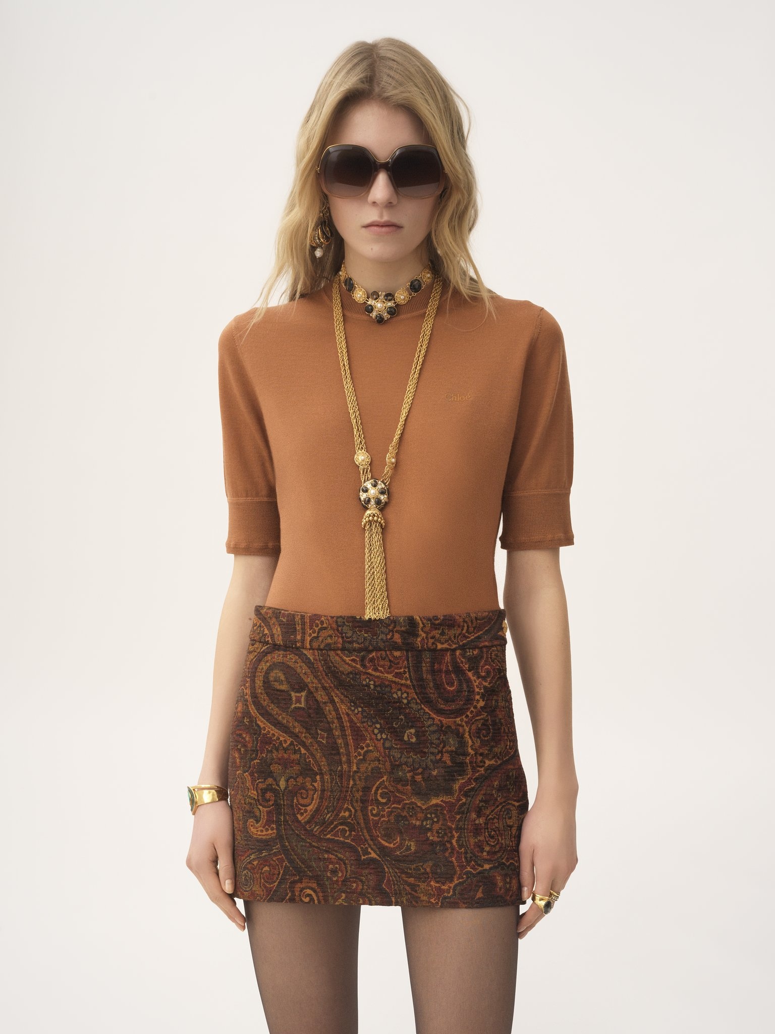 STRAIGHT MINI SKIRT IN TAPESTRY JACQUARD - 4