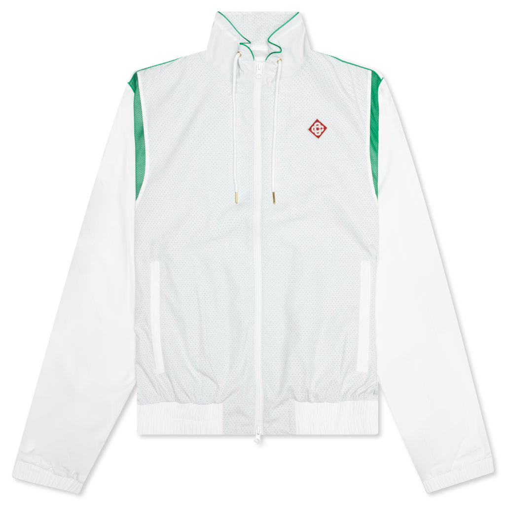 CASABLANCA PERFORATED LAYERED TRACK JACKET - WHITE/GREEN - 1