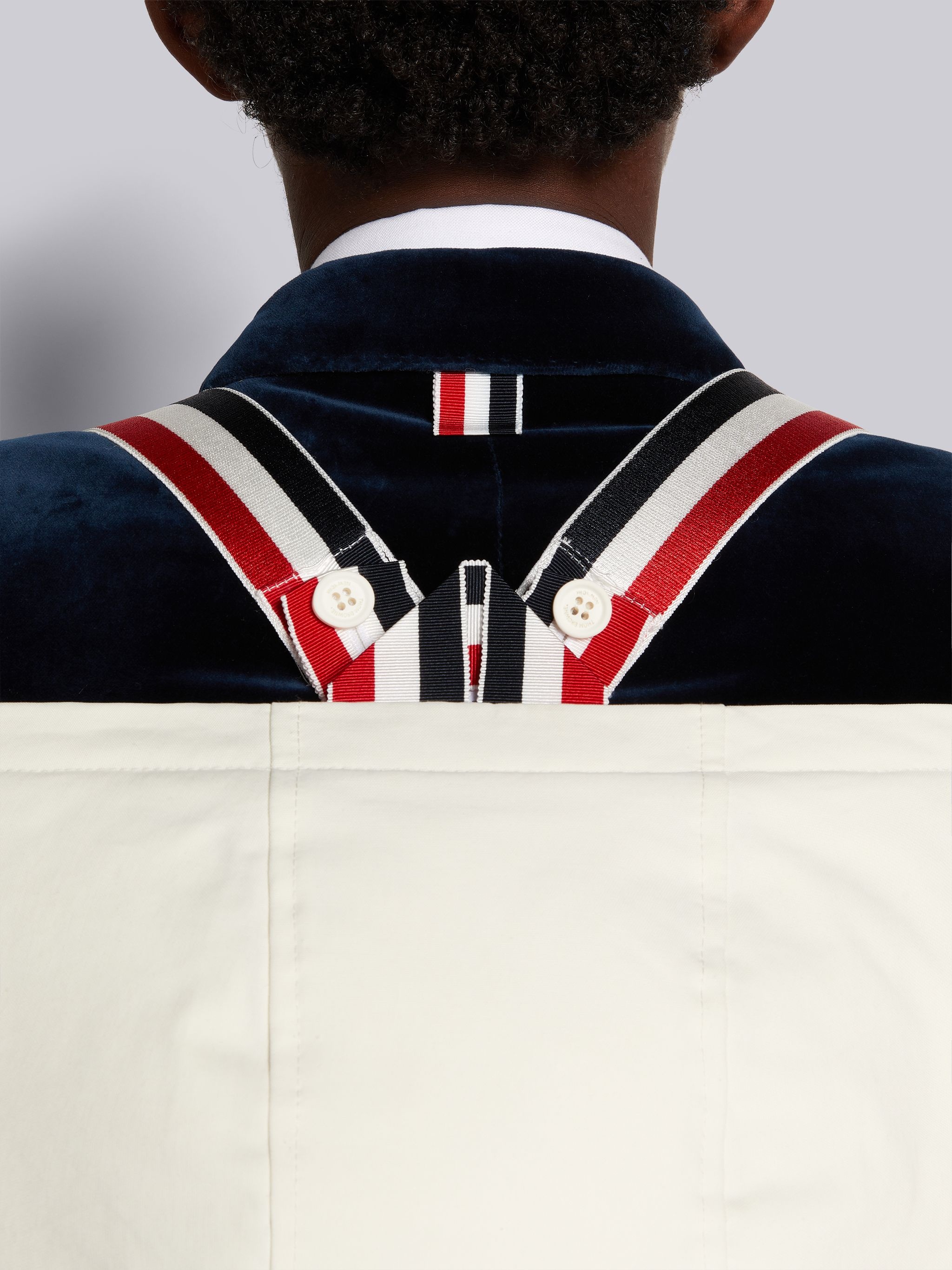 Navy Nylon Canvas Contrast 4-Bar Down-Filled Hooded Football Parka - 5
