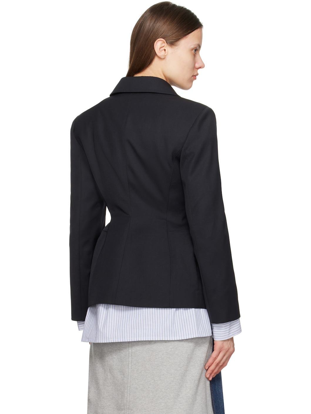 Navy Wool Reversible Blazer - 3