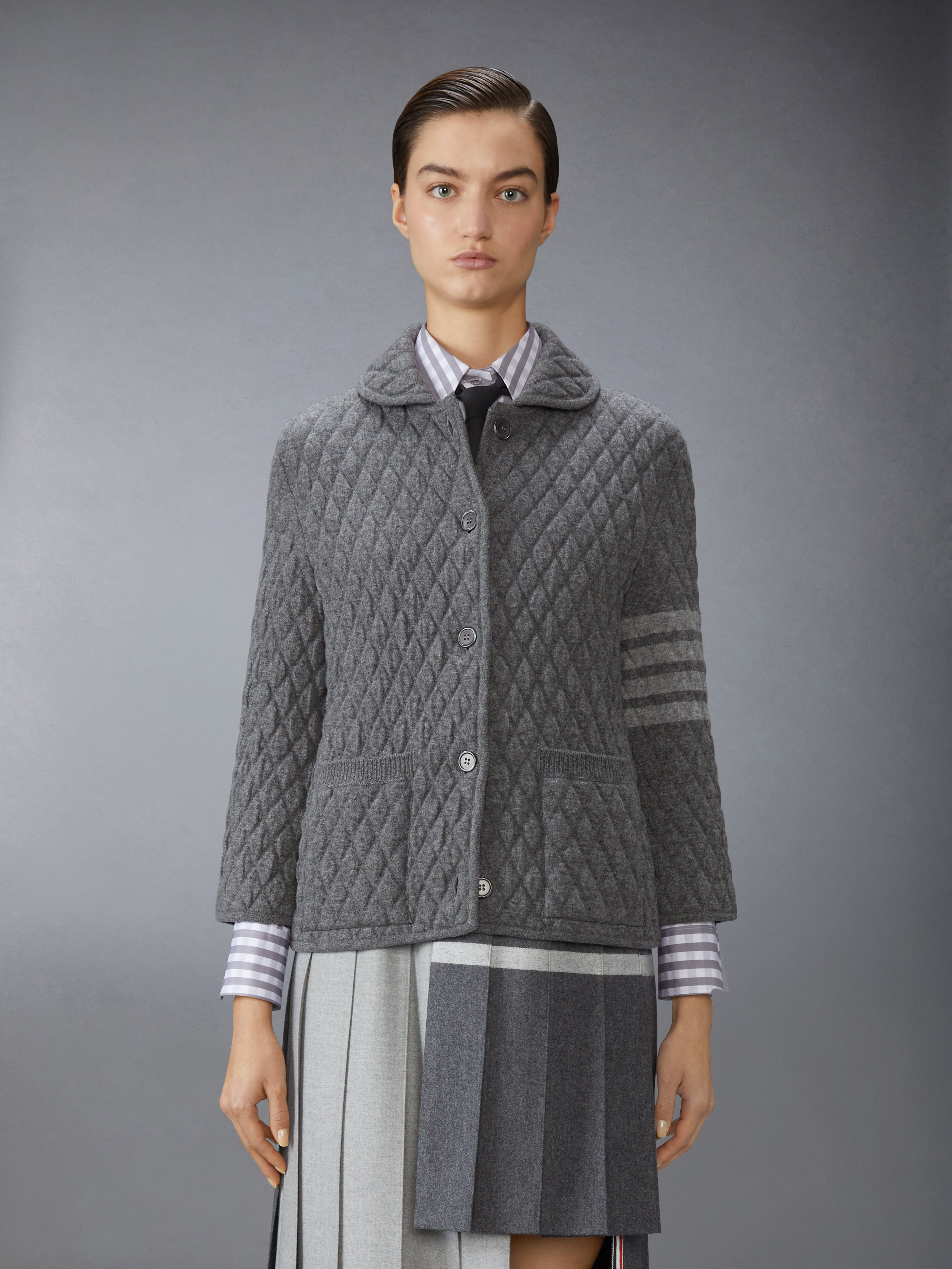 QUILTED KNIT JACQUARD MERINO WOOL 4-BAR WORK JACKET - 2
