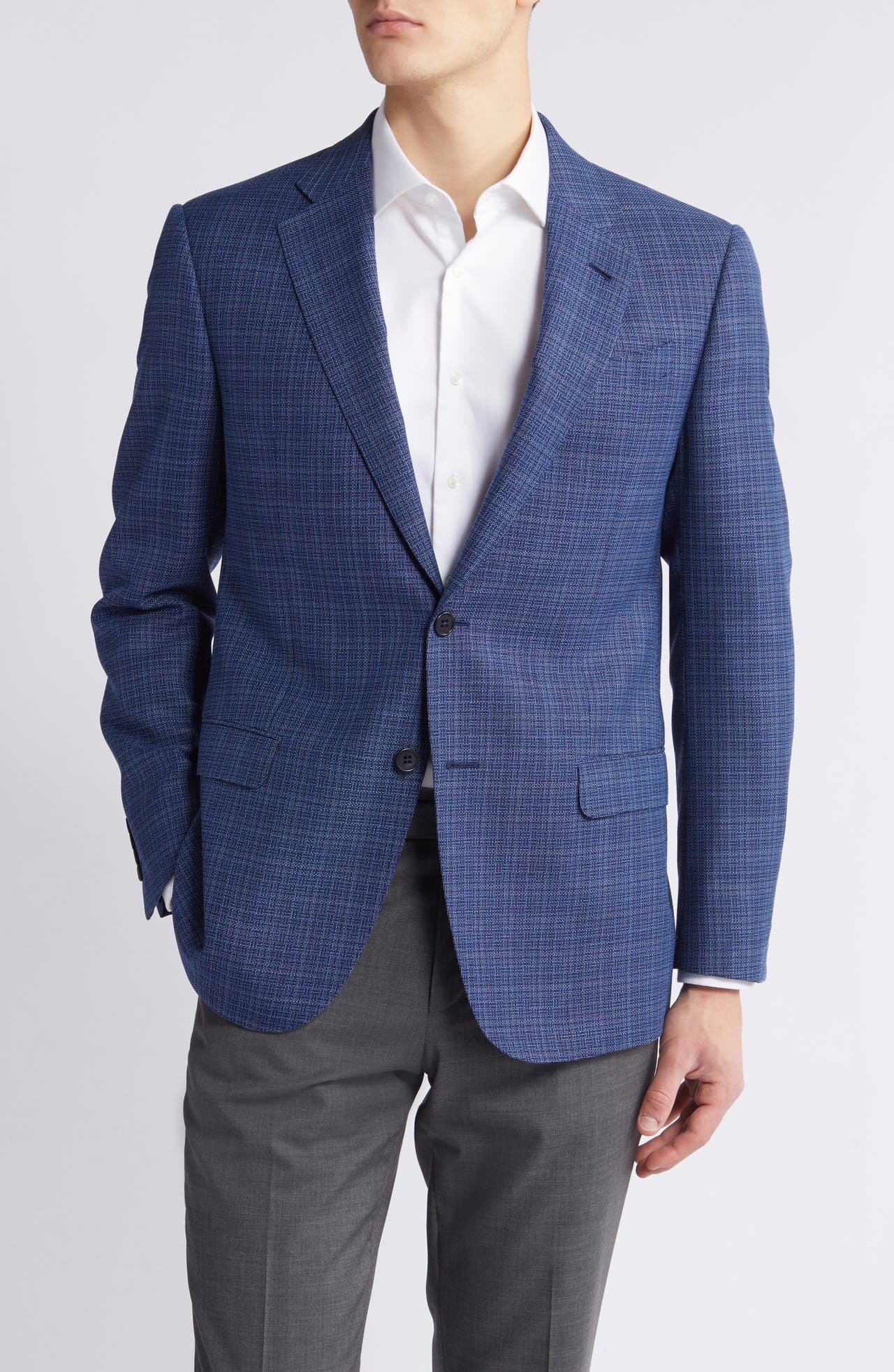 Emporio Armani Textured Basket Weave Wool Sport Coat in Blue at Nordstrom - 1