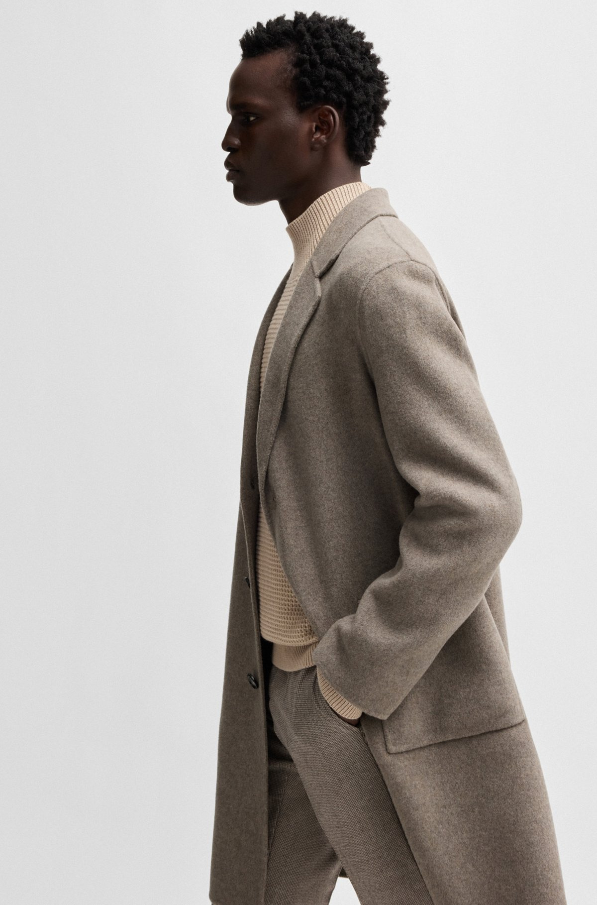 RELAXED-FIT COAT IN A MICRO-PATTERNED WOOL BLEND - 6