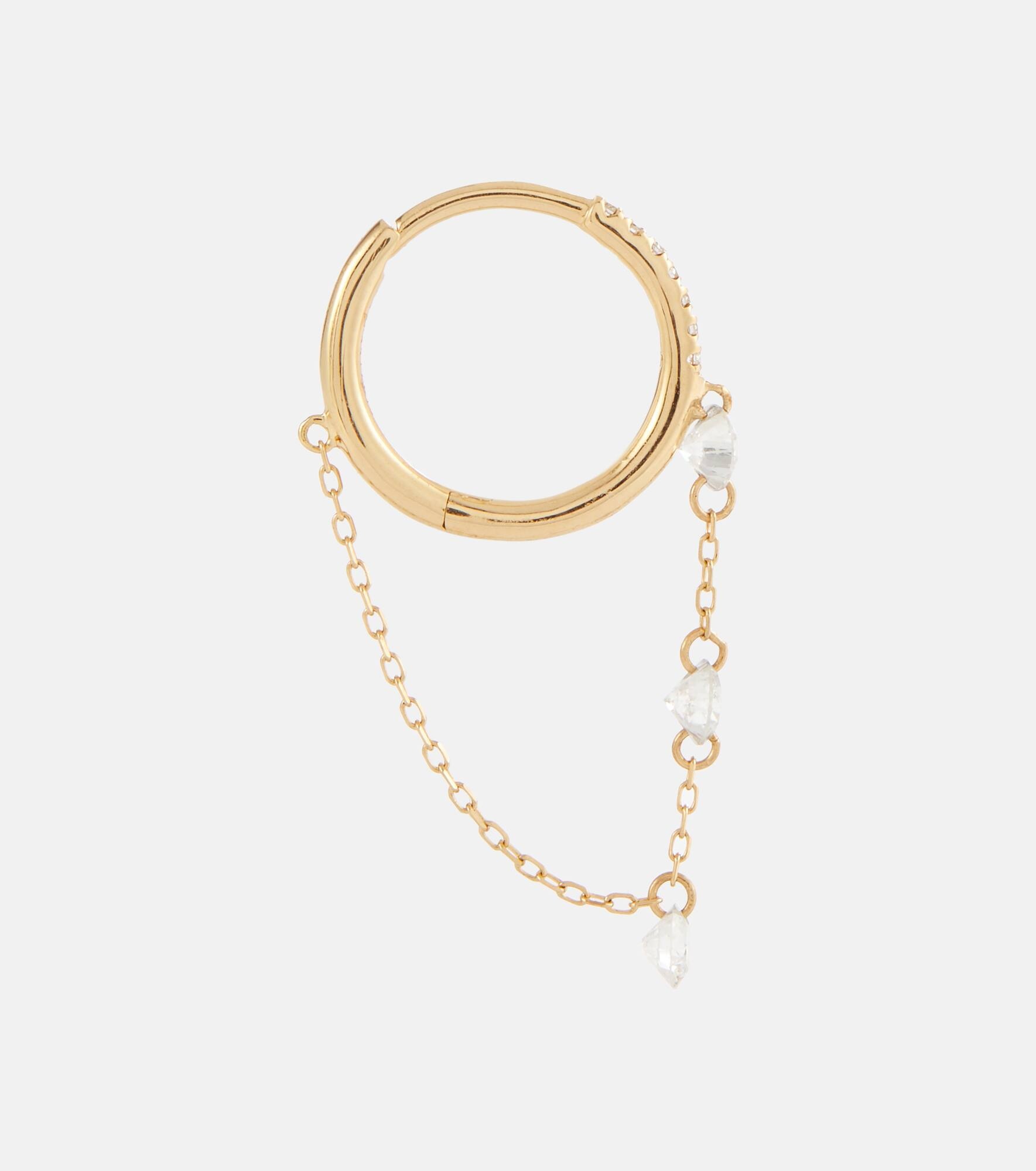 Danaé 18kt gold single earring with diamonds - 4