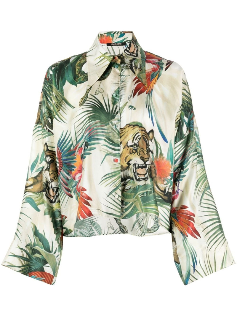 graphic-print silk shirt 1