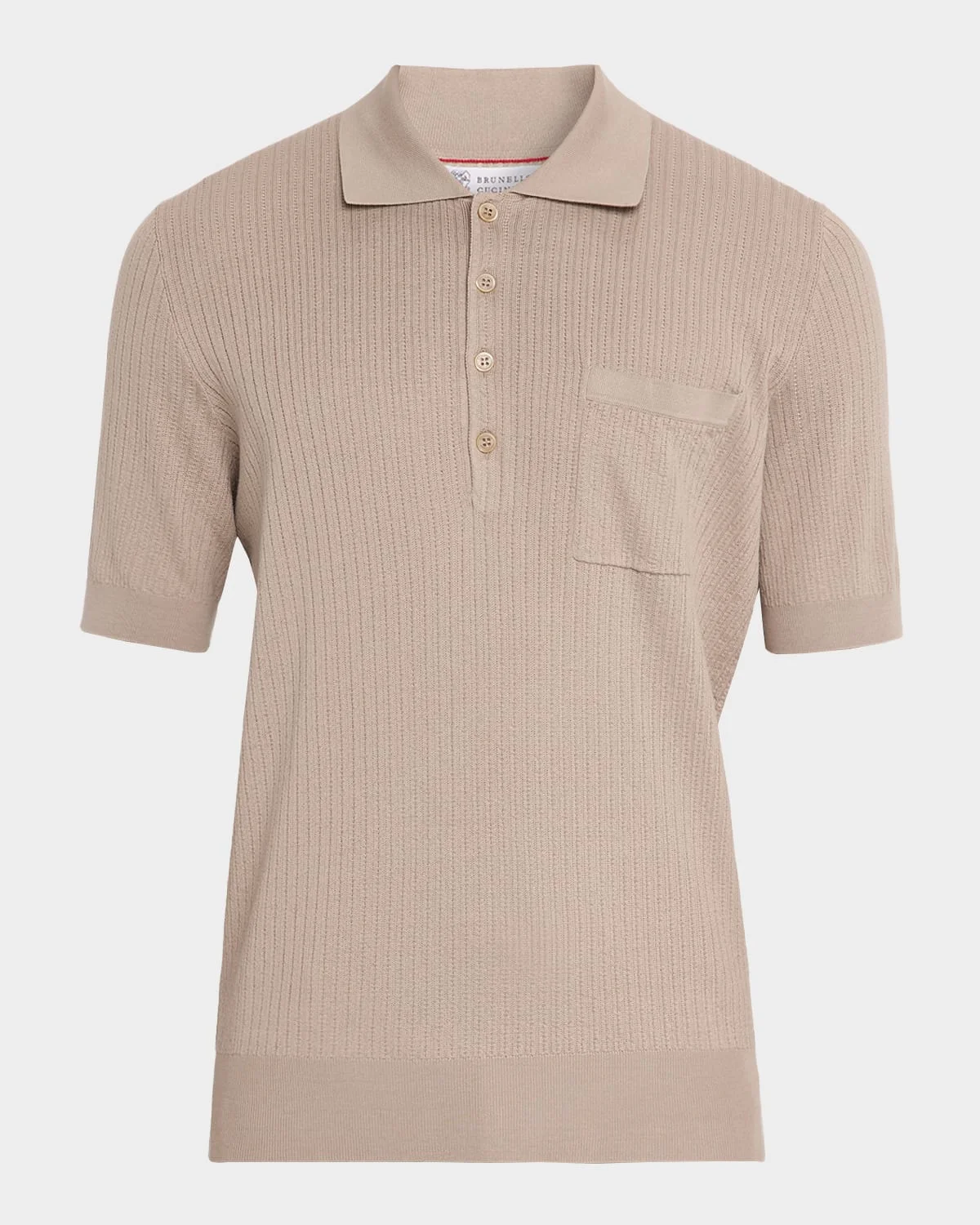 Men's Cotton Textured Rib-Knit Polo Shirt - 1