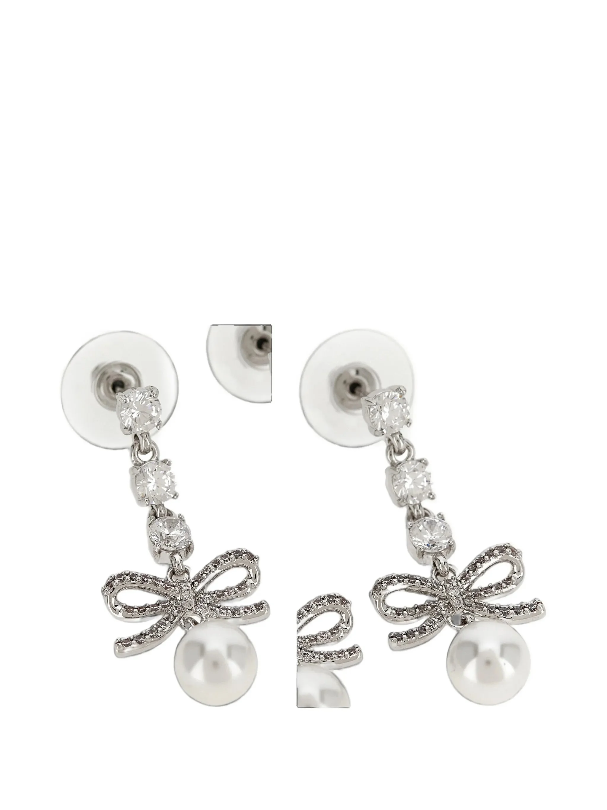 Self-portrait Bow Crystal Charm Earrings - 1