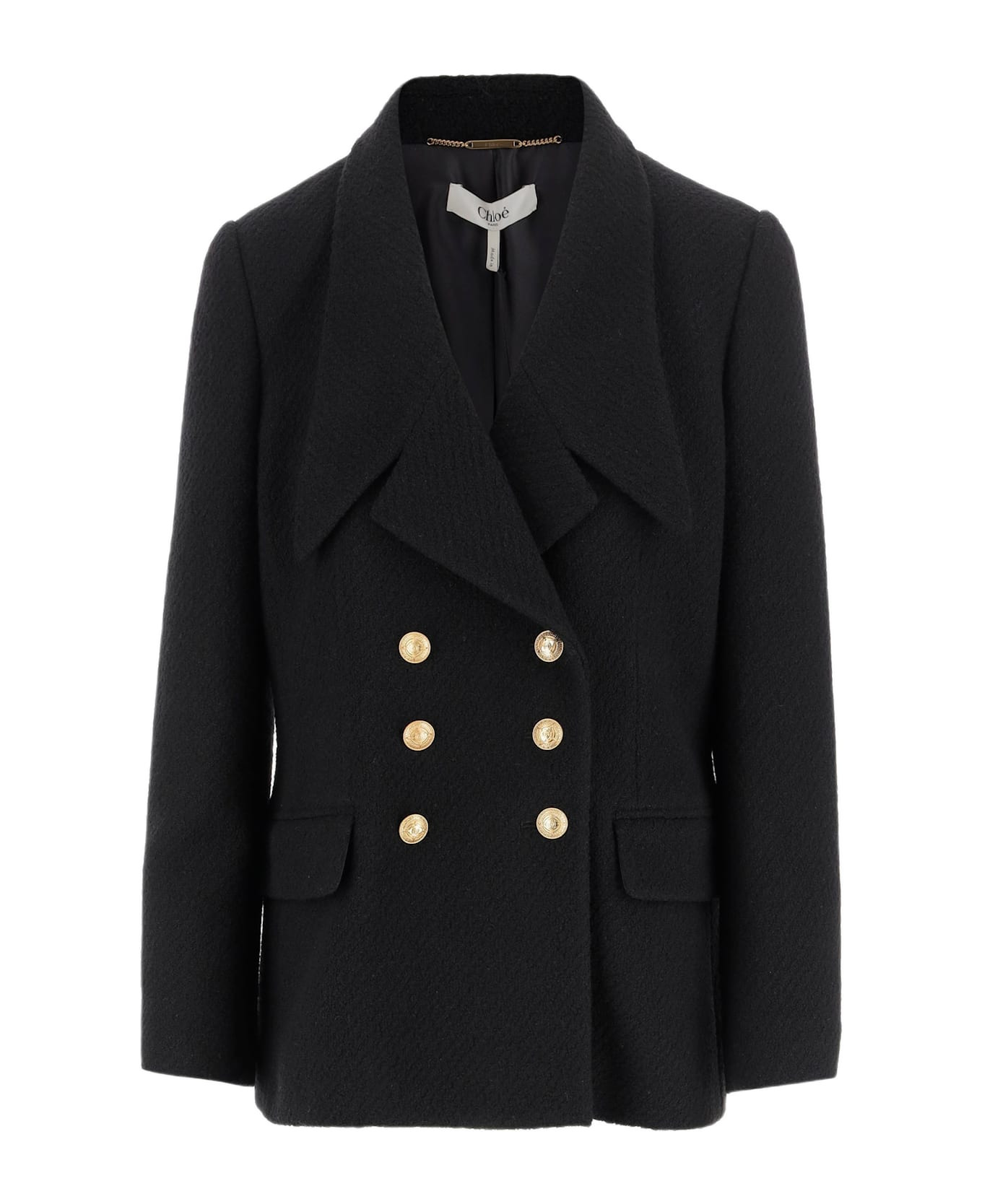 Double-breasted Bouclé Wool Jacket - 1