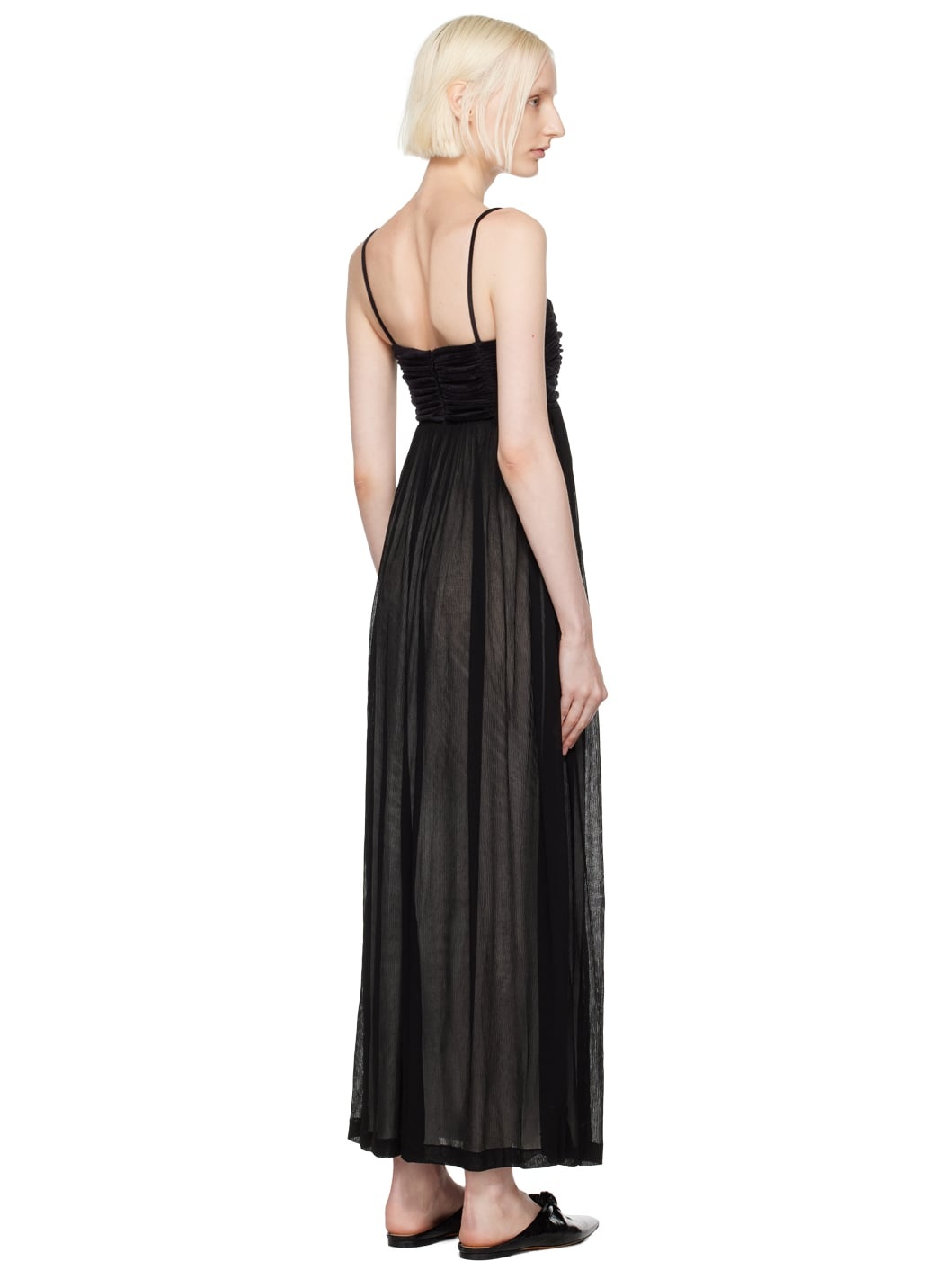 Black Evening Ruche Bandeau Maxi Dress - 3
