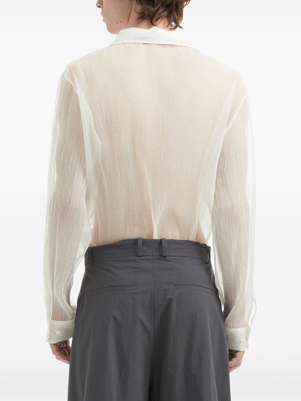 sheer button-up shirt - 4