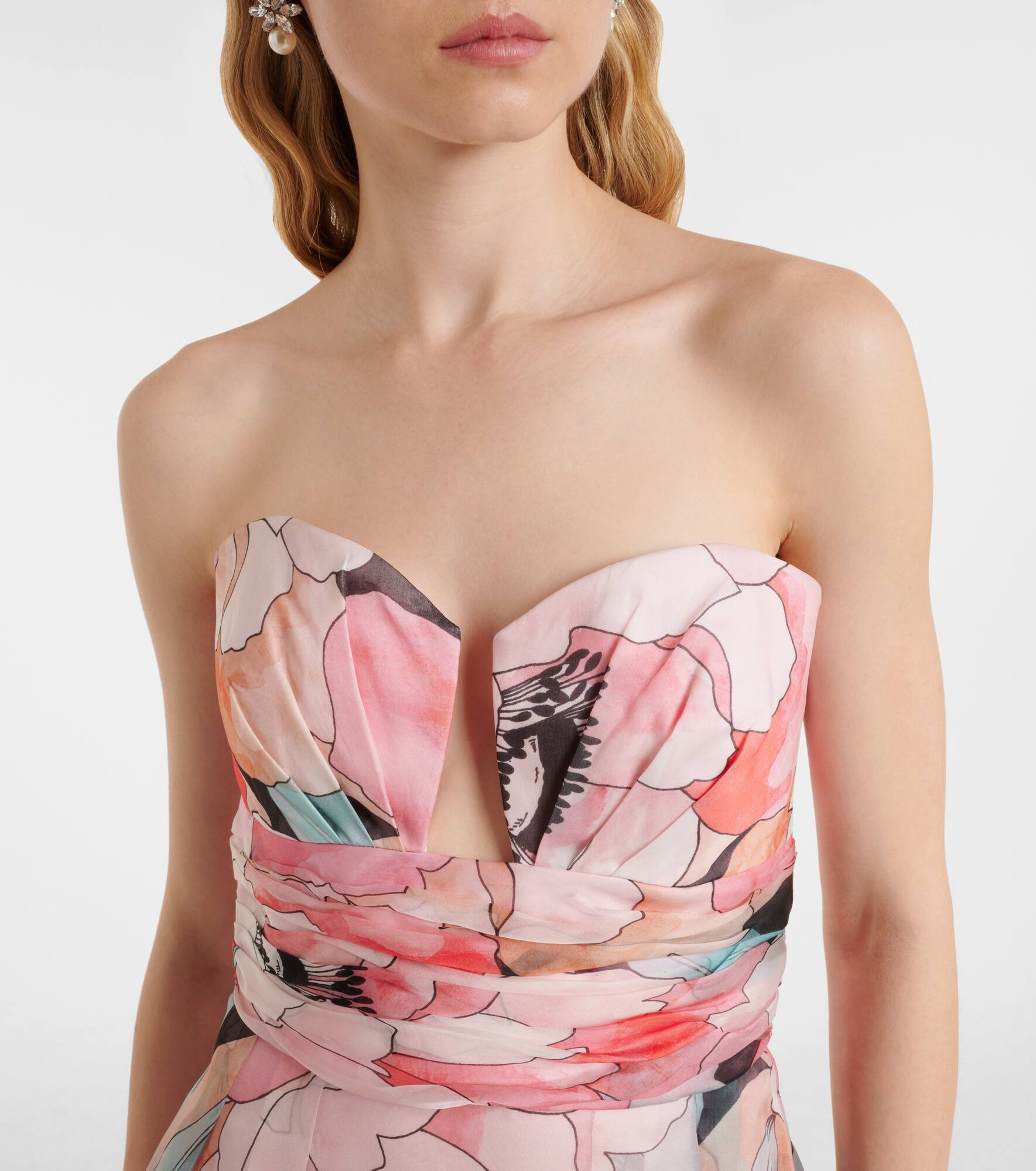 Bridal Bouquet floral silk midi dress - 4