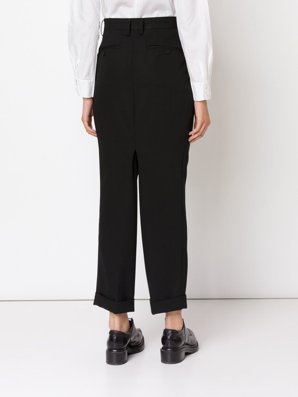 wide leg turn-up trousers - 4