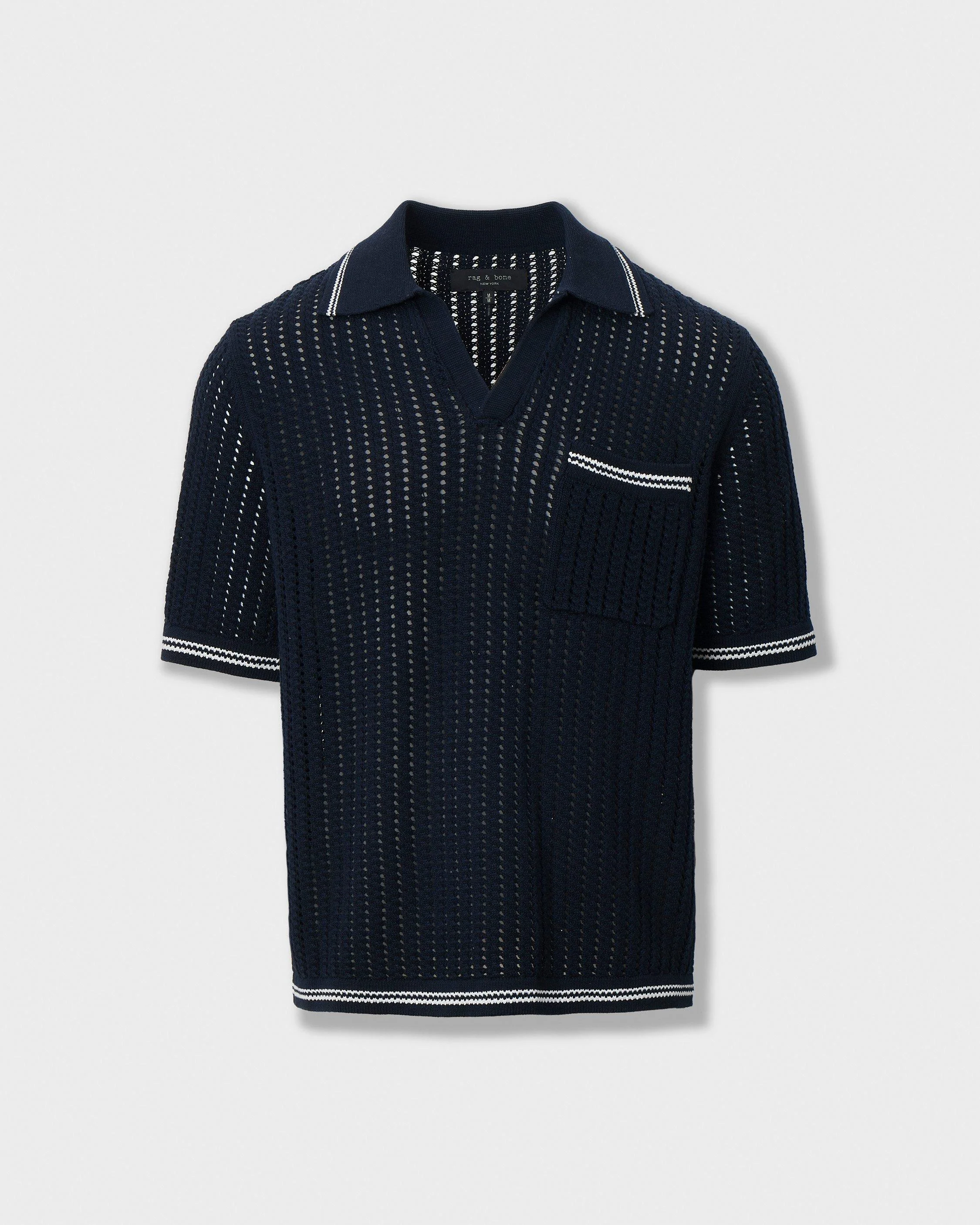 Johnny Collar Crochet Polo Shirt - 1