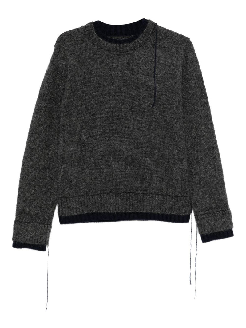 double-layered frayed-edge sweater 1