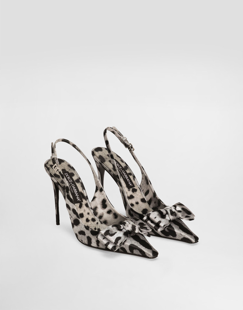 Leopard 인쇄 새틴 slingbacks 2