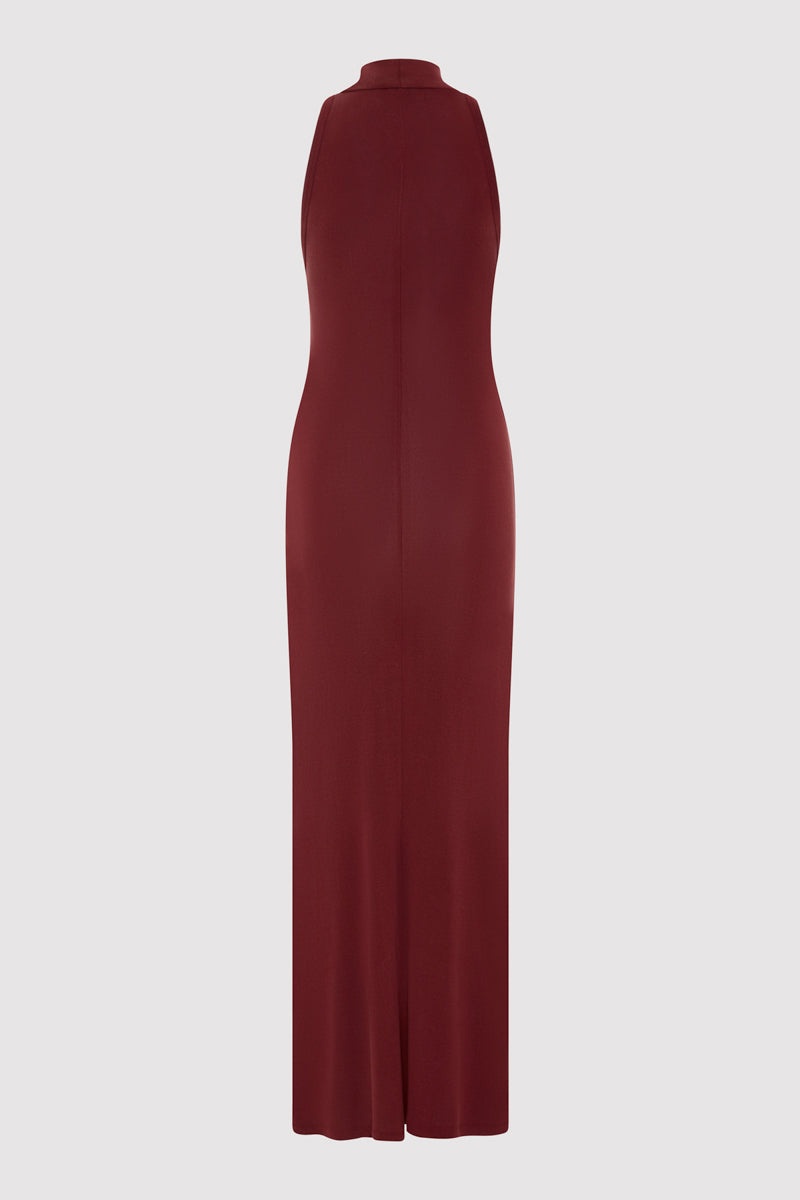 Racer Back Jersey Maxi Dress - Currant - 7