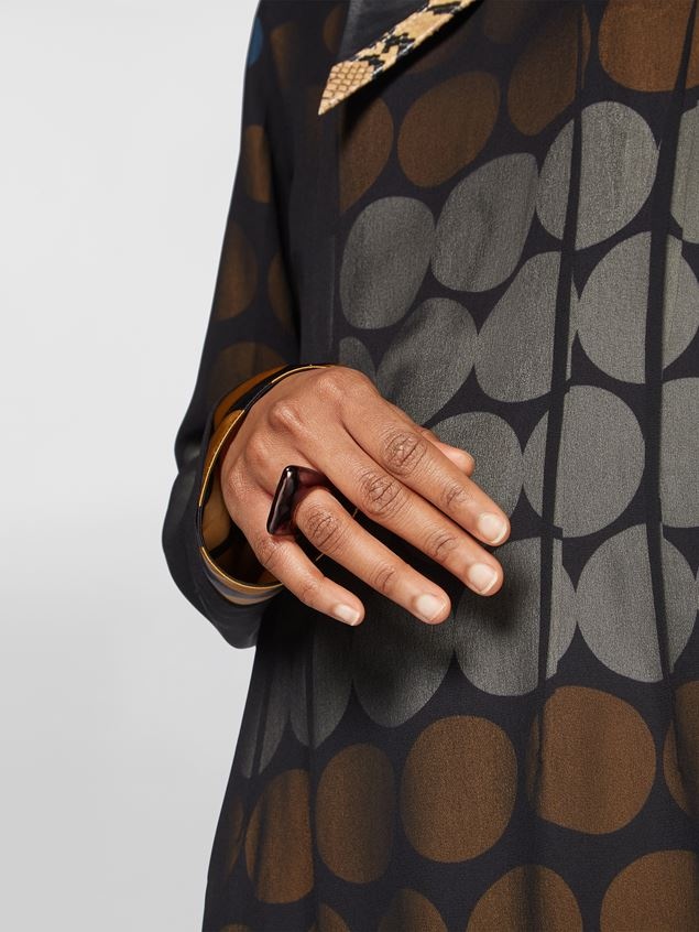 METAL TRAPEZE RING COVERED WITH TRANSPARENT BLACK ENAMEL - 2
