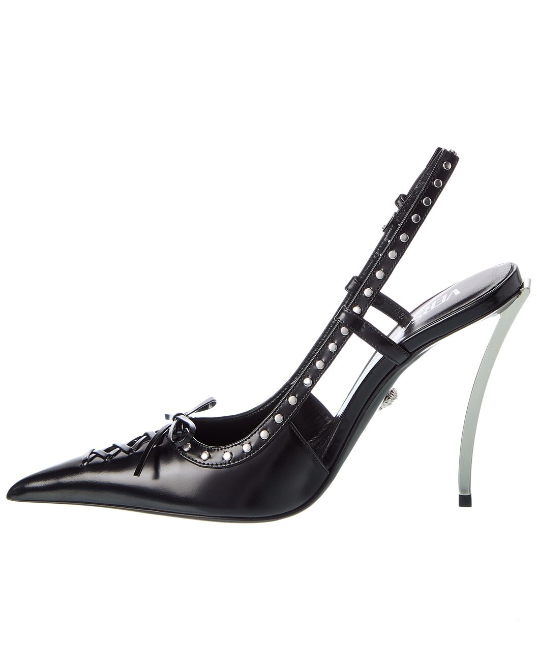 Versace Laced Pin-Point Leather Slingback Pump - 2