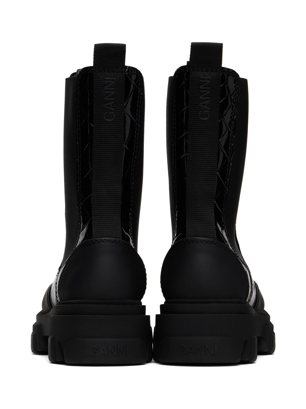 Black Cleated Mid Chelsea Boots - 2