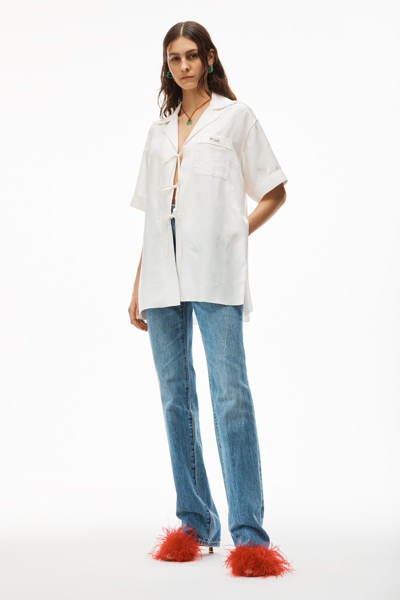 SHORT-SLEEVE TIE TOP IN VISCOSE JACQUARD 6