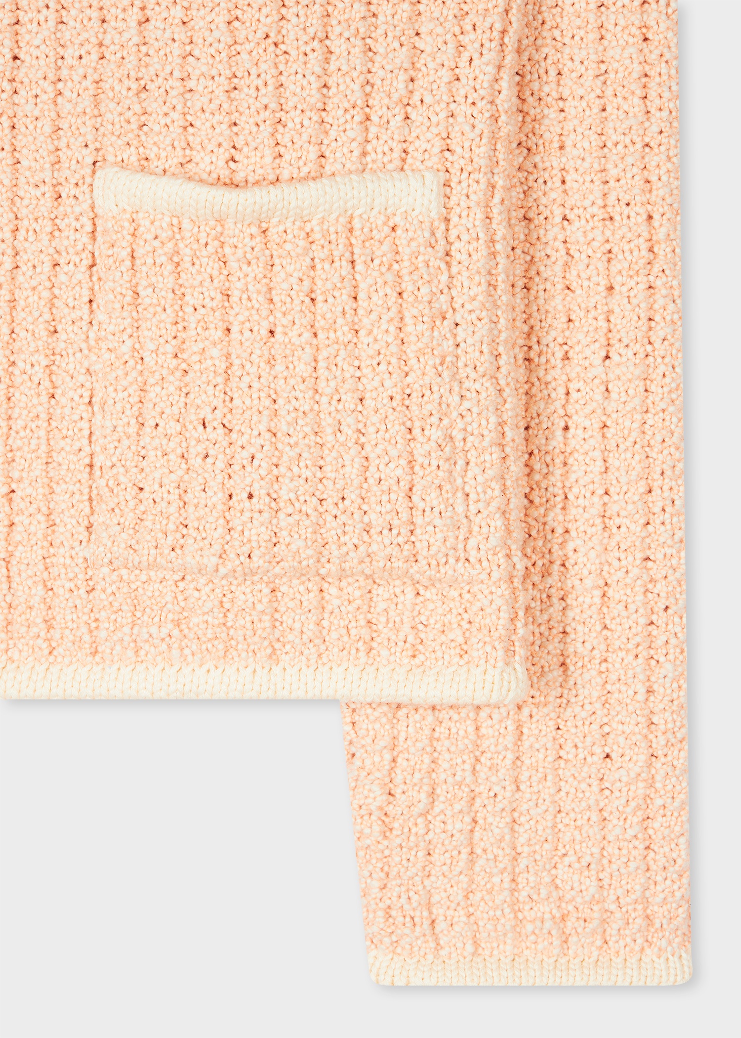 Women's Cotton Light Orange Textured Knitted Jacket - 2